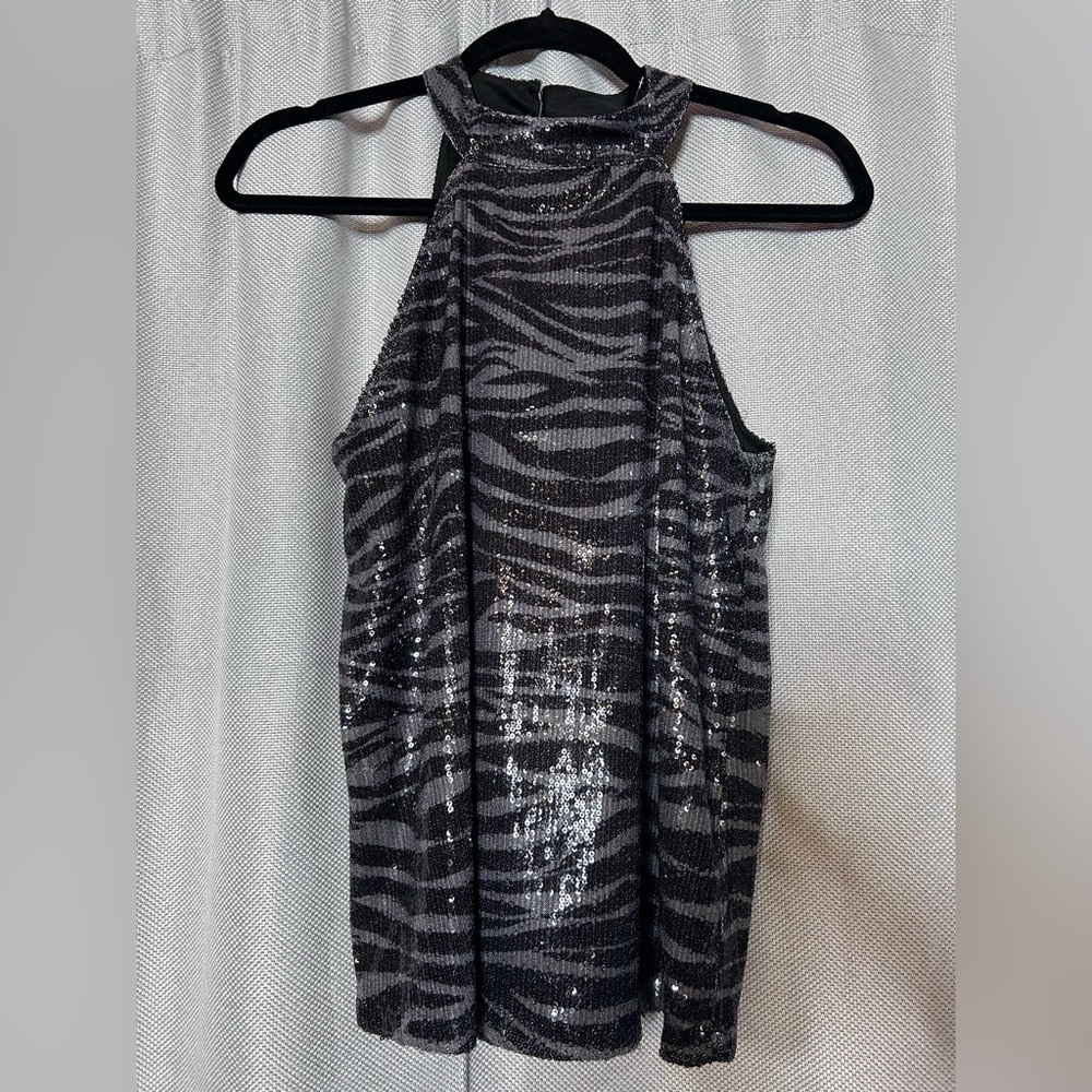 NWT Cable and Gauge Sequin Zebra Print Halter Top